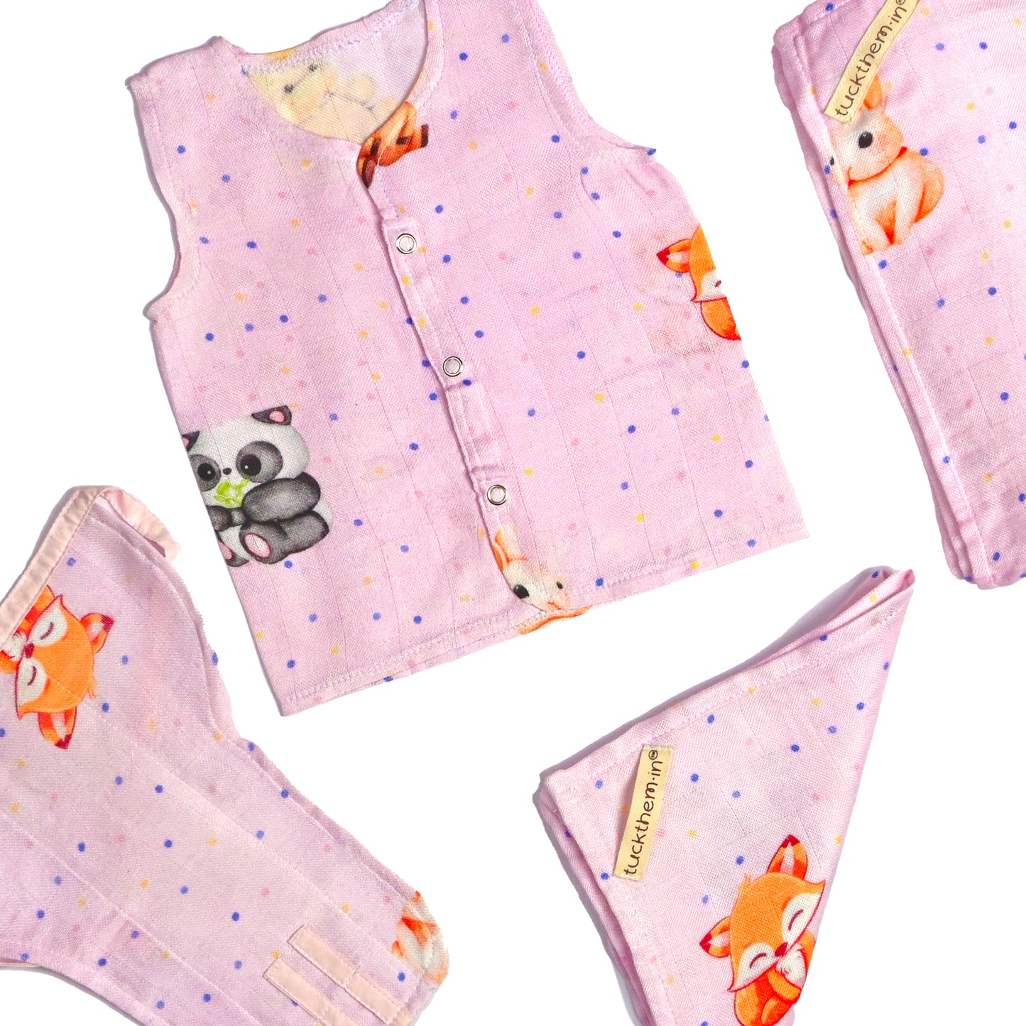 Complete Bamboo Muslin Baby Set - Bunny Friends