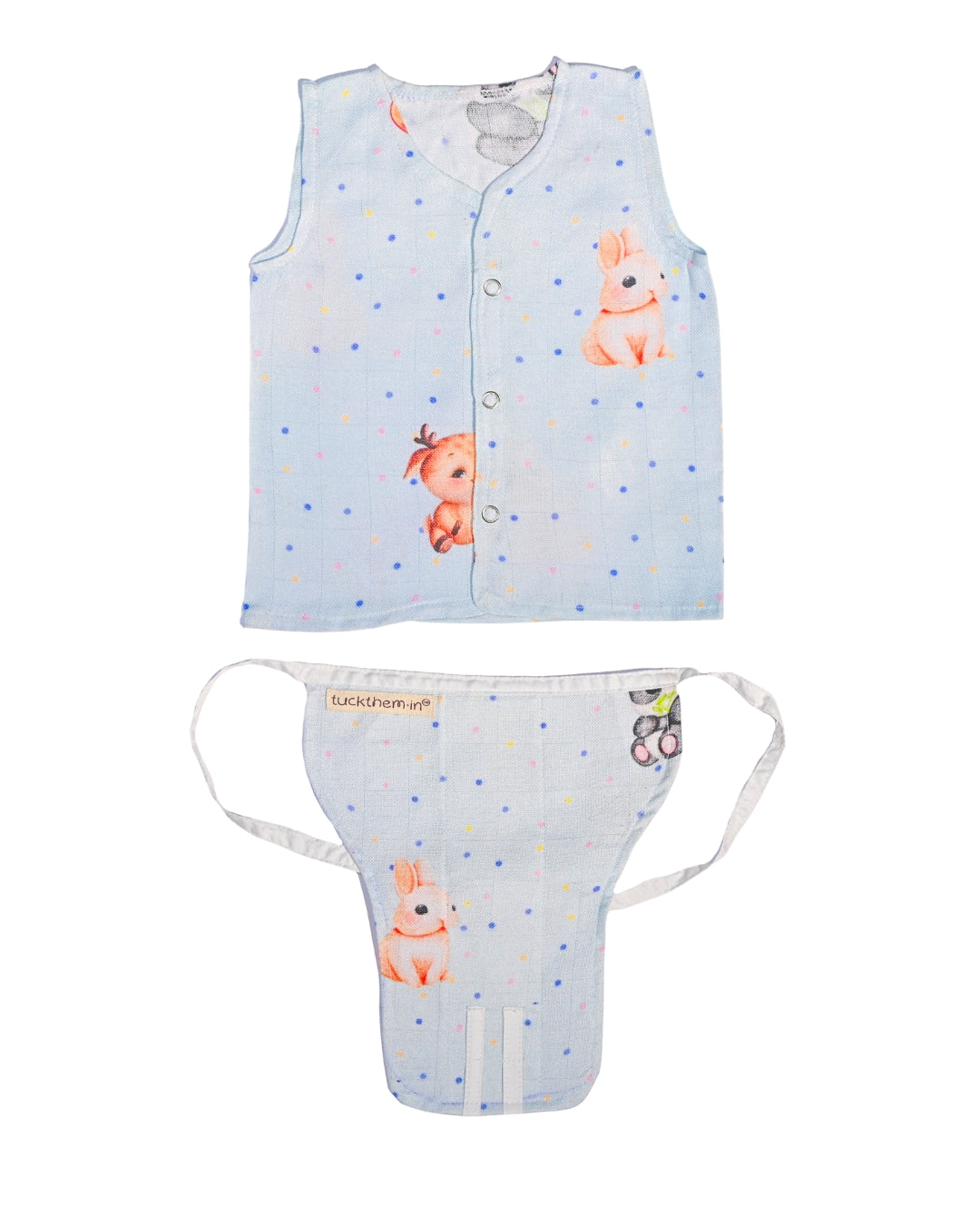 Set of 2 Bamboo Muslin Jhabla & Nappy