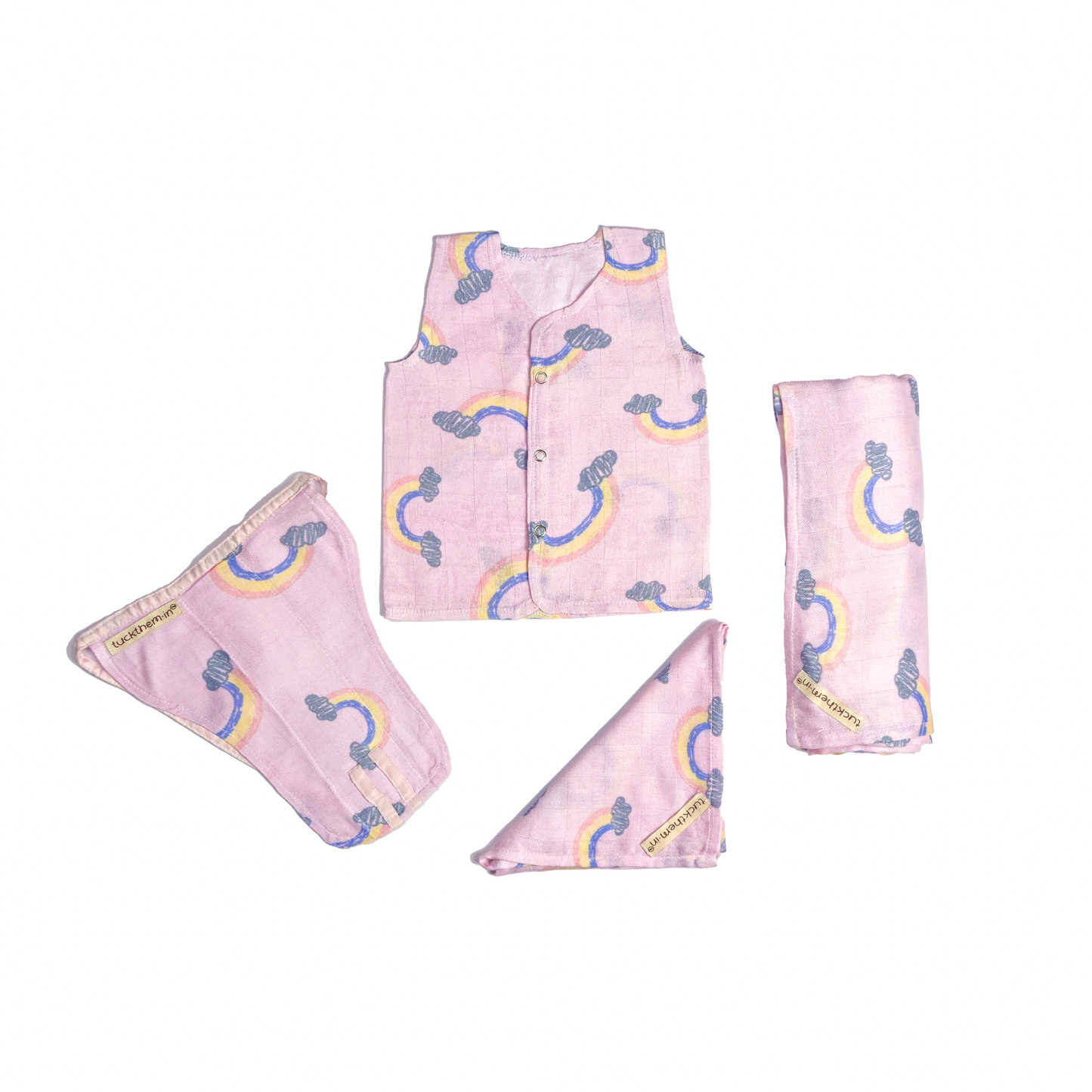Complete Bamboo Muslin Baby Set - Rainbow Dreams
