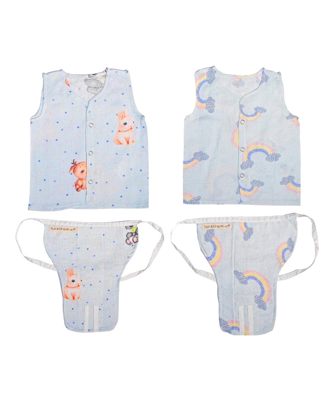 Set of 2 Bamboo Muslin Jhabla & Nappy