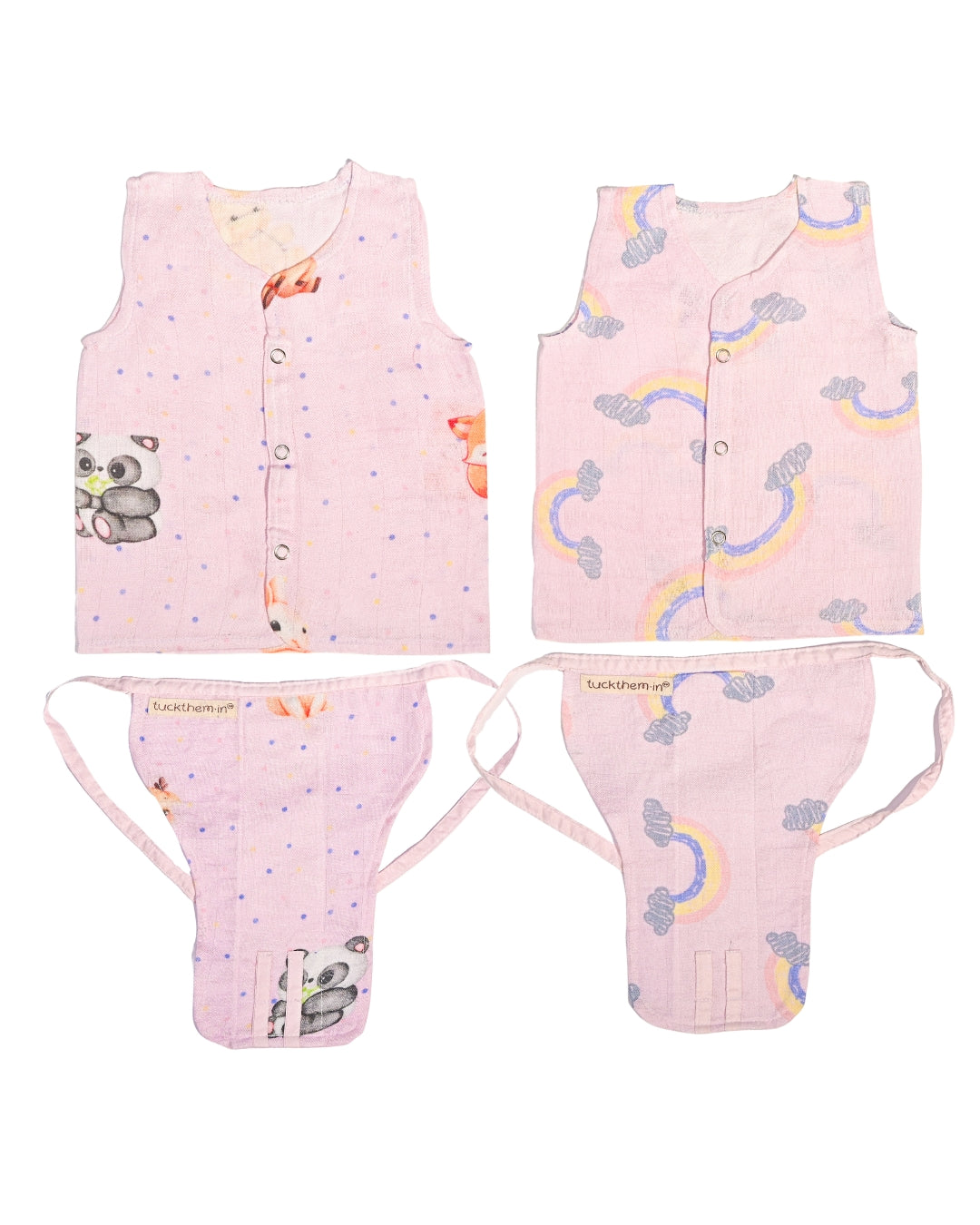 Set of 2 Bamboo Muslin Jhabla & Nappy