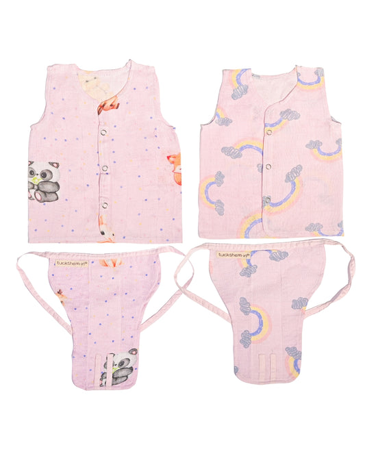 Set of 2 Bamboo Muslin Jhabla & Nappy