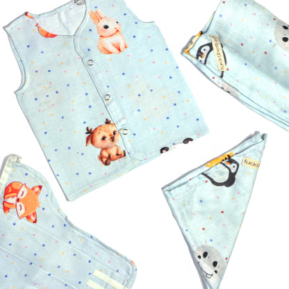 Complete Bamboo Muslin Baby Set - Bunny Friends