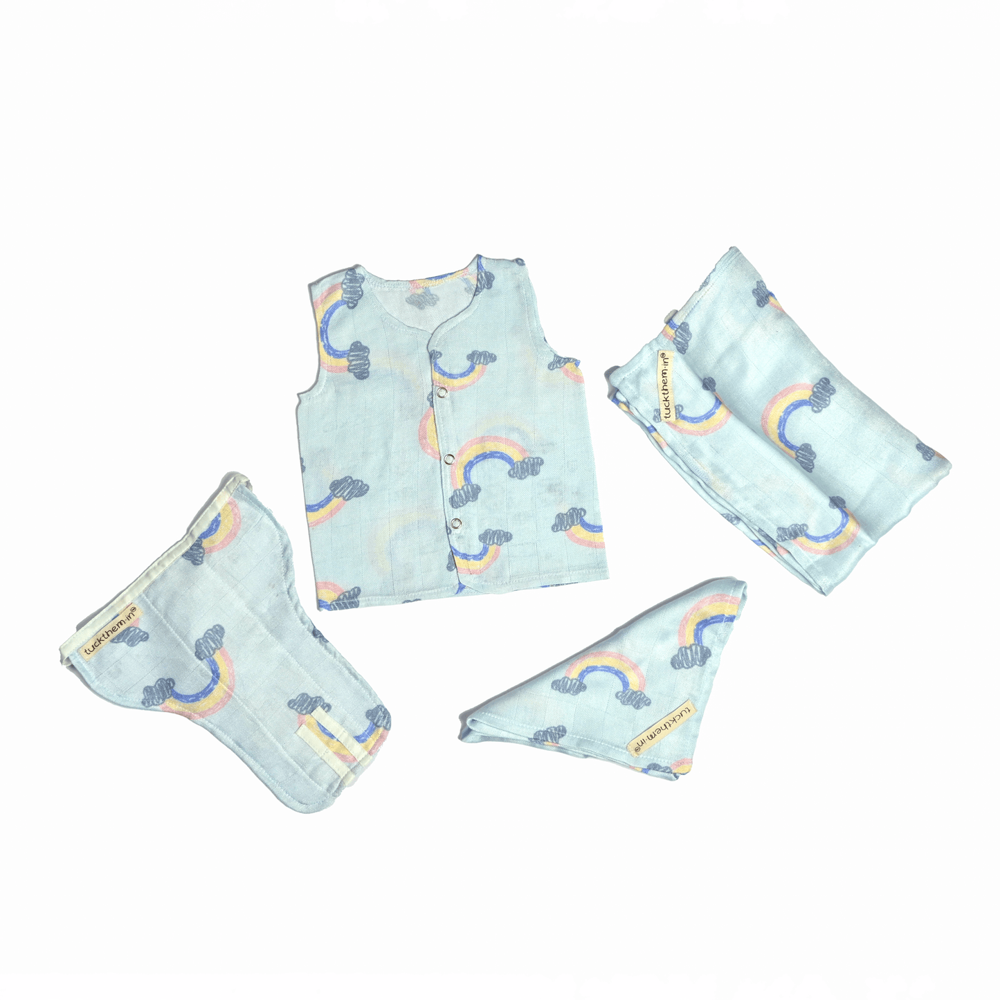 Complete Bamboo Muslin Baby Set - Rainbow Dreams