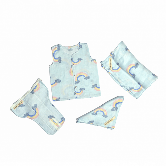 Complete Bamboo Muslin Baby Set - Rainbow Dreams