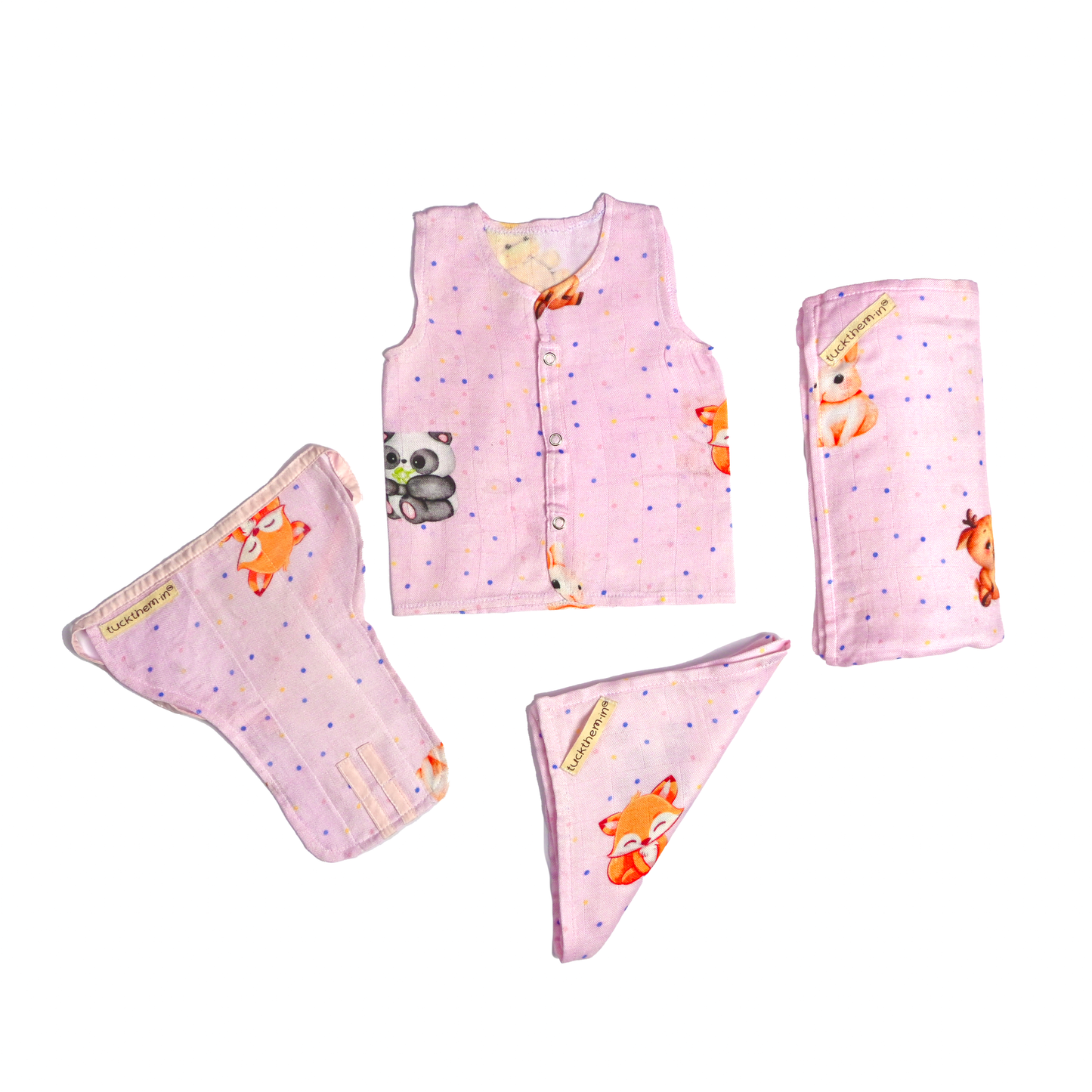 Complete Bamboo Muslin Baby Set - Bunny Friends