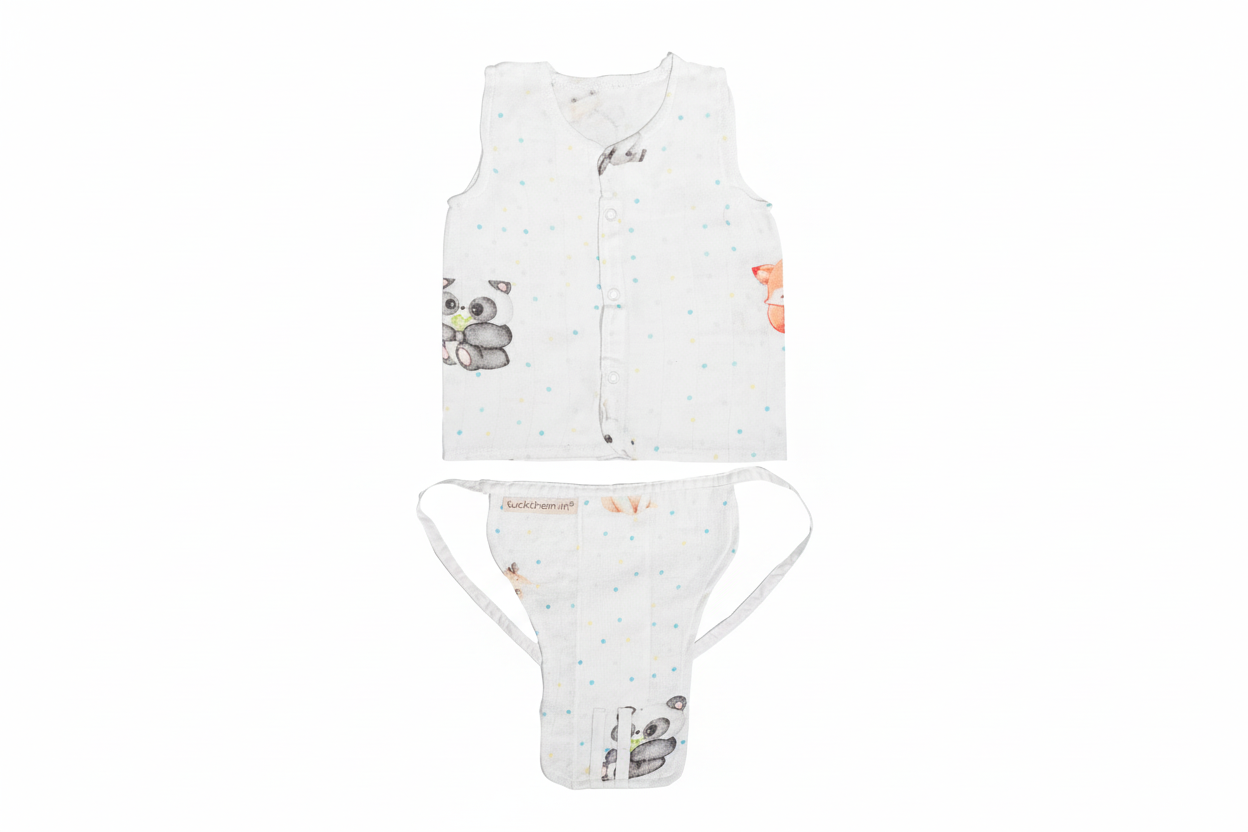Set of 2 Bamboo Muslin Jhabla & Nappy